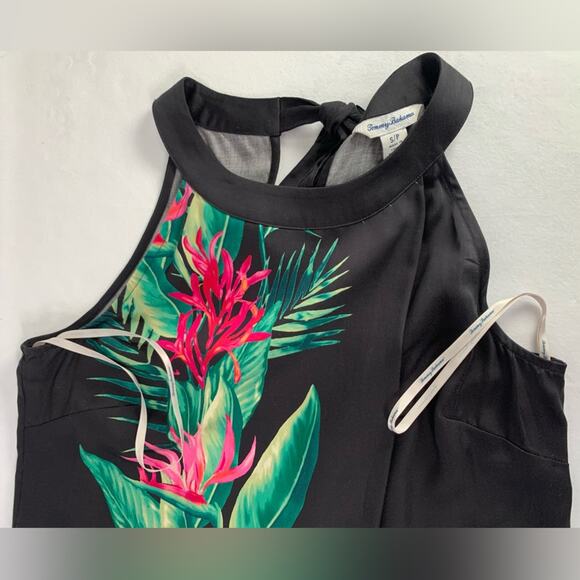 Tommy Bahama Tropical Print Black‎ Mini Dress Paradiso Parrots Women’s Size S - Picture 7 of 16